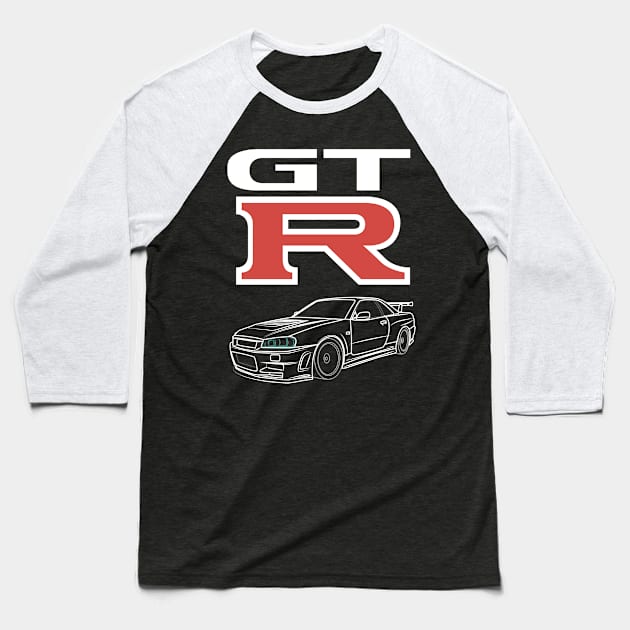 Skyline GTR Baseball T-Shirt by CrimsonsDesign